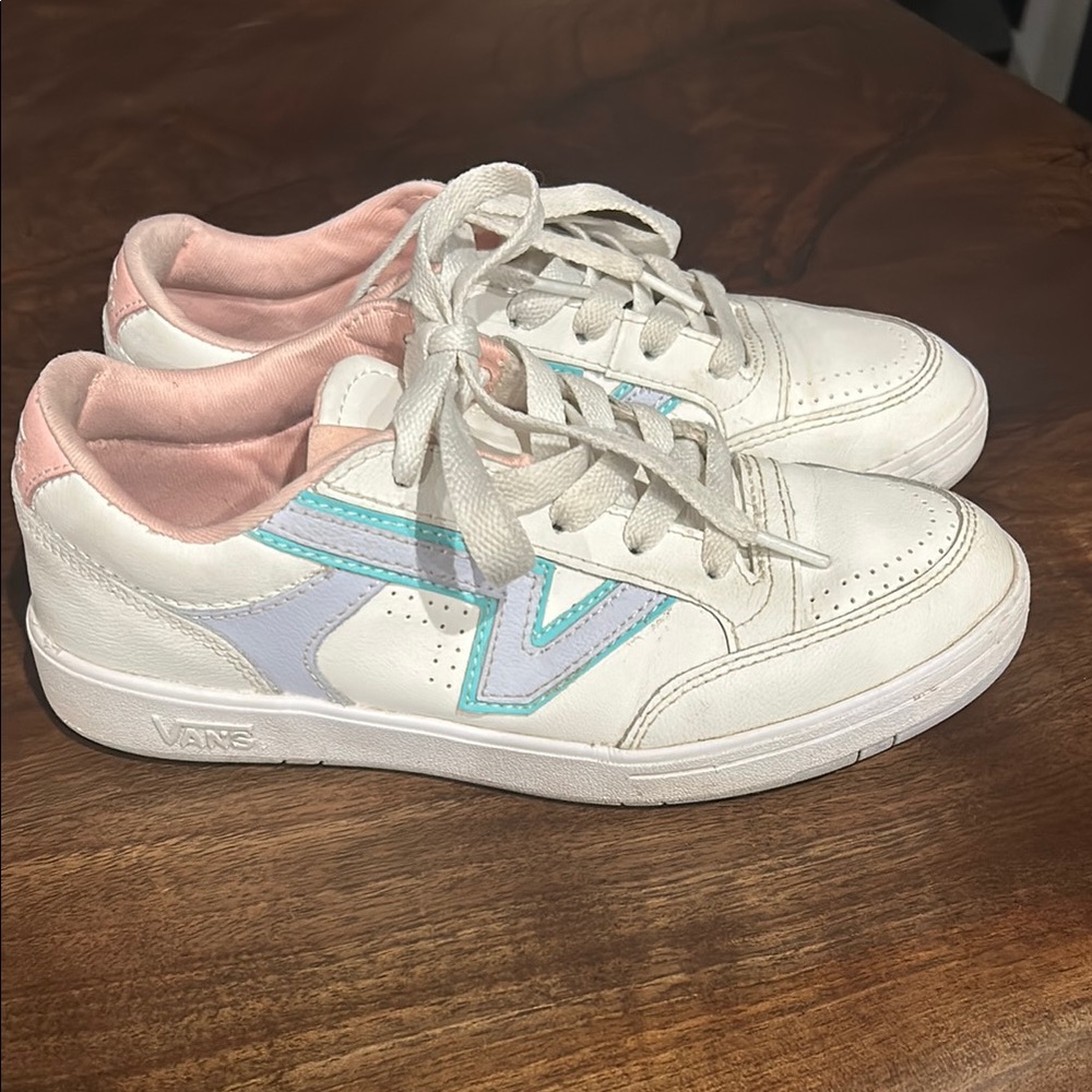 COPY - Vans Women's Sneakers - White with Pink and Blue Accents